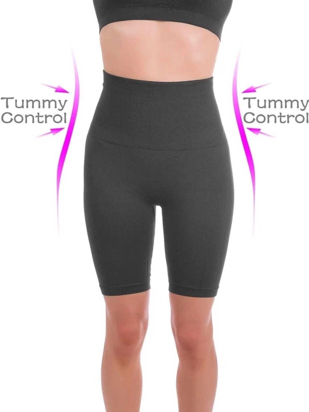 High-Waist Tummy Control Shaping Shorts - Black XL